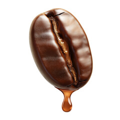 Obraz premium Drop Of Coffee Dripping From Coffee Seed Isolated For Creative Coffee Branding Projects