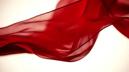 Flowing Crimson: Abstract Red Fabric in Motion, Light and Airy Texture - Powered by Adobe