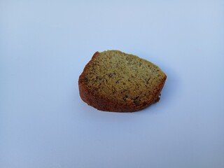A plate of banana cake, a traditional Indonesian cake made from bananas as the main ingredient, has a soft texture and sweet taste
