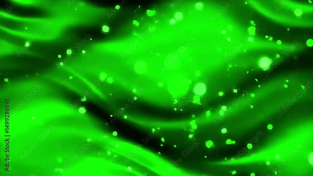 Poster abstract green light streaks and floating particles video background