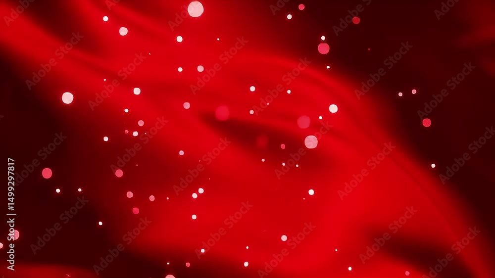 Poster Abstract Red Background with Floating White Particles in Motion, Seamless Loop