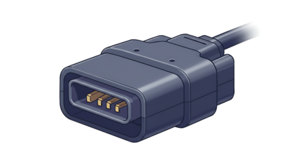 Illustration of a gray cable connector with pins