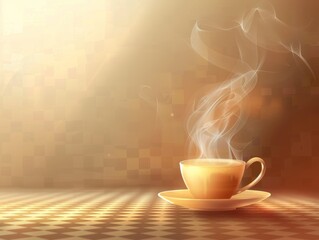 Warm Coffee Steam Background – Cozy Morning Beverage Scene for Cafe
