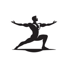 warrior pose vector silhouette clip art logo design illustration. international yoga day. meditation collection