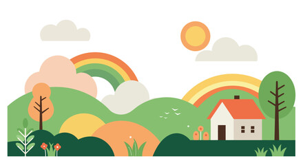 Fototapeta premium autumn landscape with houses