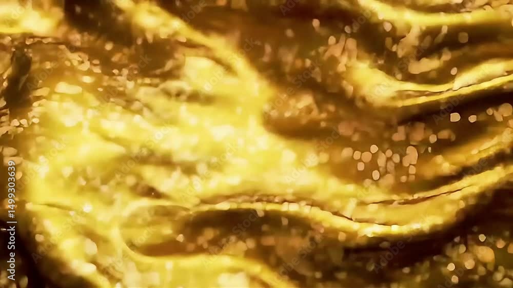 Poster abstract golden texture with flowing light and bokeh effects in motion