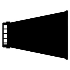 A sleek black and white silhouette of a vector graphics horn speaker