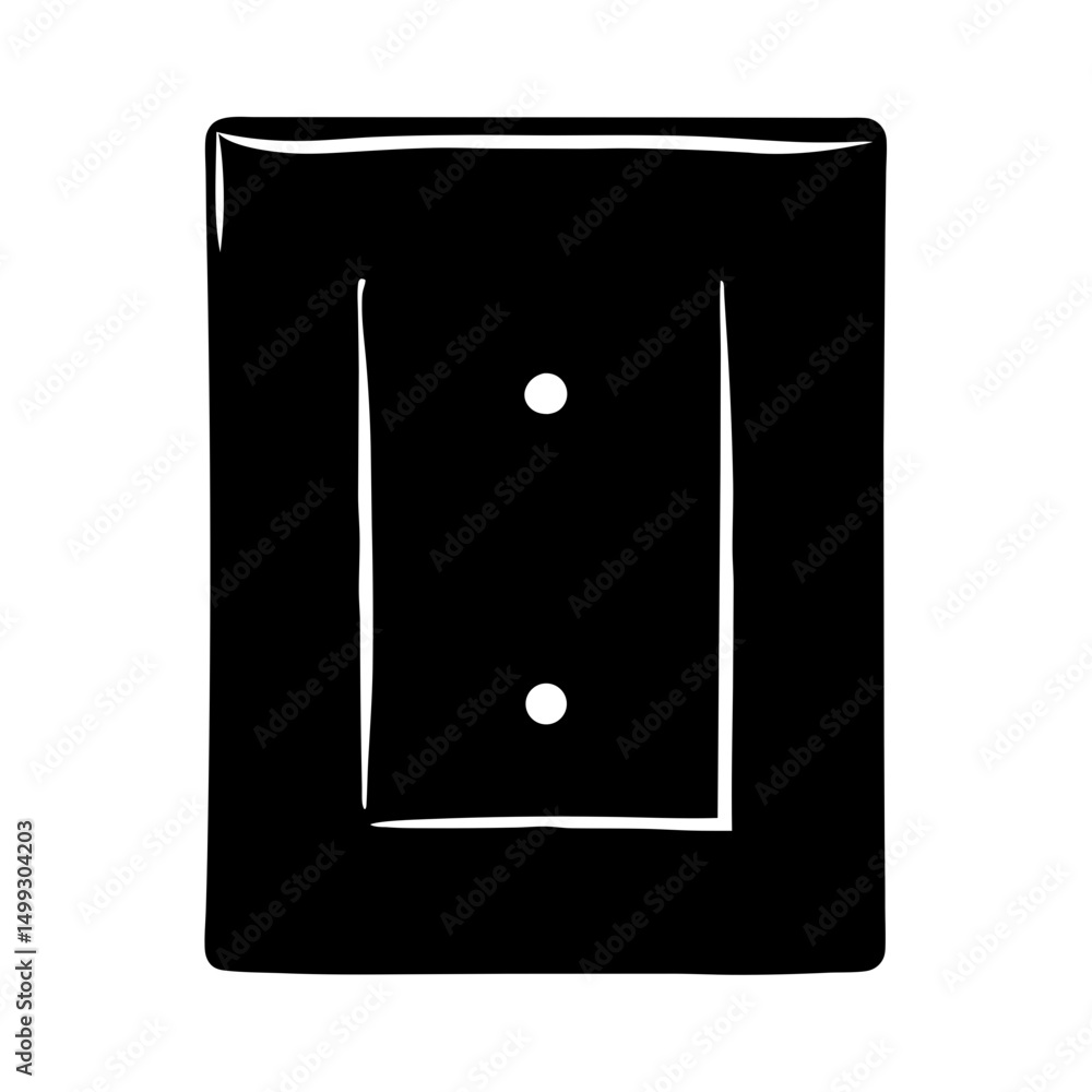 Poster black graphic with two white dots within a square framework shape