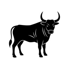 Black and white farm animal isolated vector illustration of a cute dairy cattle or bull head silhouette