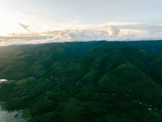 Small Stadium on Tropical Mountain at Dawn