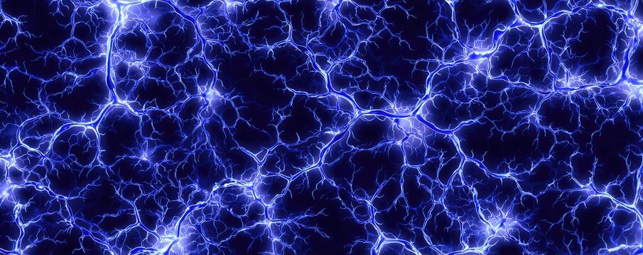 Electric blue lightning branches across a dark background, resembling neural networks or energy veins.