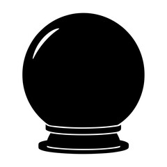 A black and white illustration of a fortune telling crystal ball