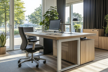 Modern office desk shows calm and professional workspace ambiance