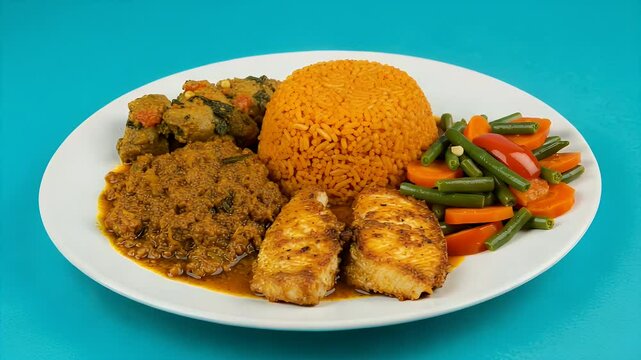 Malaysian dish nasi lemak on plate