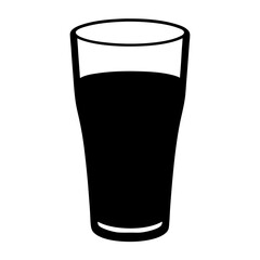 Silhouette of a pint glass filled with a dark liquid substance
