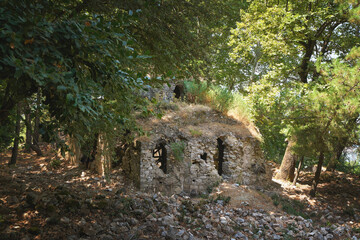 Ruins of Kursunlu monastery in Dilek Peninsula National Park, Turkey