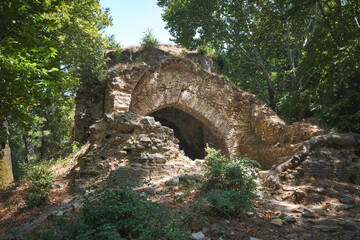 Ruins of Kursunlu monastery in Dilek Peninsula National Park, Turkey