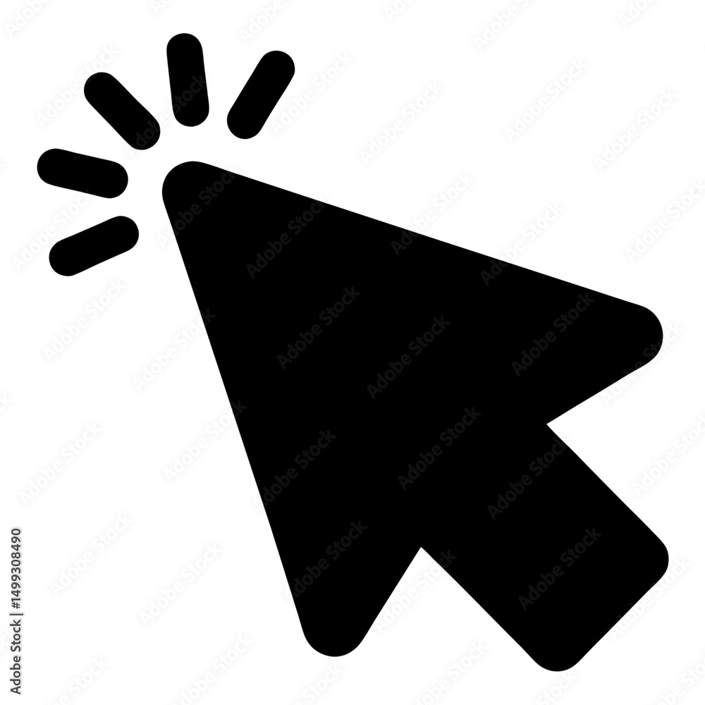 Poster computer mouse pointer clicking icon illustration in black and white design