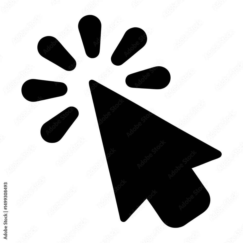 Poster black cursor with sparkling effect for selecting items or triggering actions