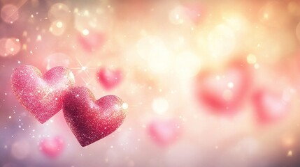 Fototapeta premium Pink Gradient Background with Small Hearts Vector Illustration for Valentine's Day Celebration, Soft Lighting, Pastel Colors, Romantic Mood, High Resolution, Vector Art Style