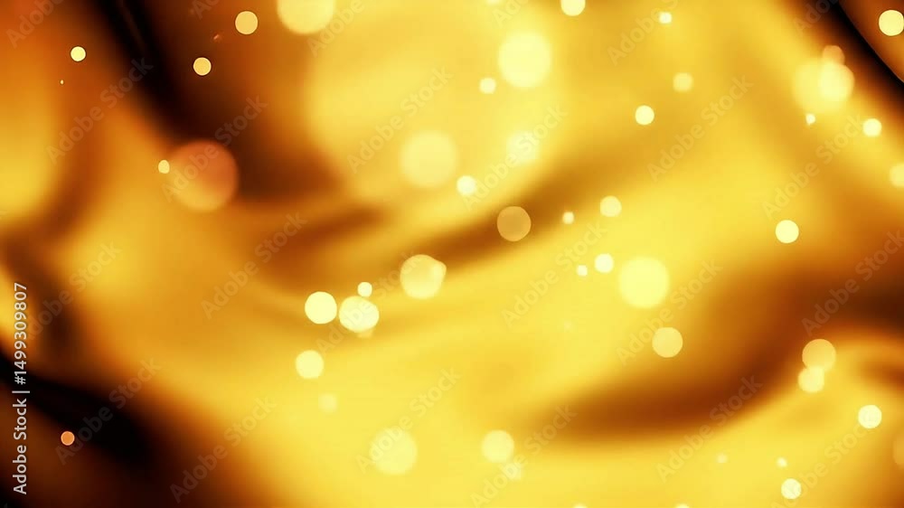 Poster golden bokeh lights floating on a silky amber background video