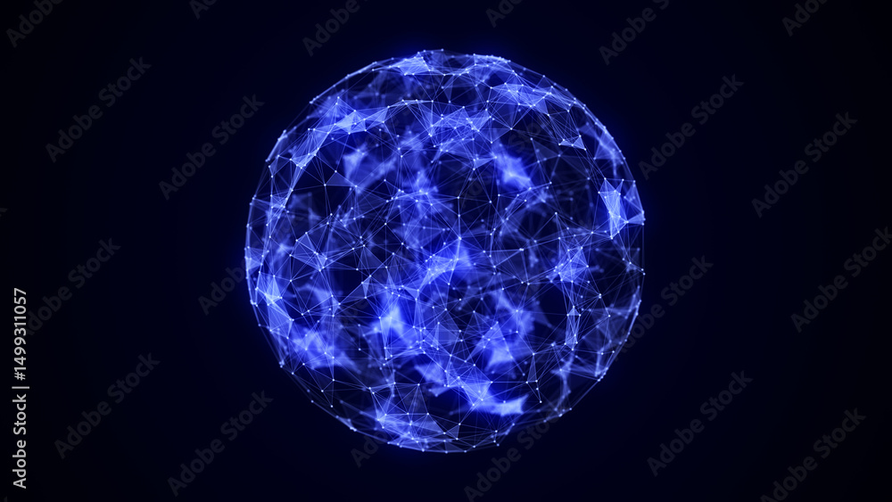 Poster futuristic sphere of particles and lines. network connection big data. abstract technology backgroun
