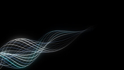 Flow of particles. Big data visualization. Digital technology wave. Futuristic cyberspace. Abstract cyber security background. 3D rendering.