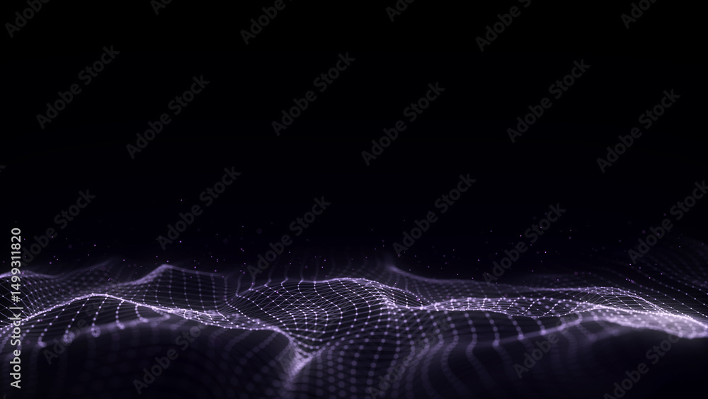 Poster futuristic technology wave. digital cyberspace. abstract wave with moving particles on background. b