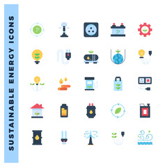 25 Sustainable energy Flat icon pack. vector illustration