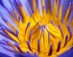 Fototapeta premium Macro yellow carpel of purple Lotus flower close up 