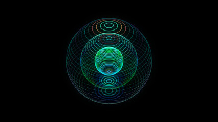 Futuristic sphere of particles and lines. Network connection big data. Abstract technology background. 3d rendering.