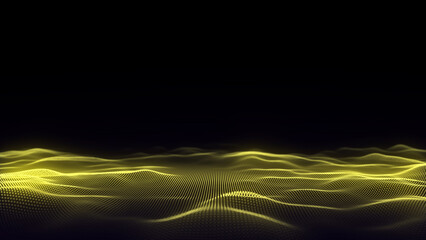 Futuristic technology wave. Digital cyberspace. Abstract wave with moving particles on background. Big data analytics. 3d rendering.