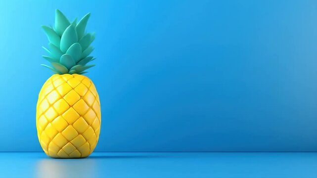 Pineapple fruit against a bright blue background
