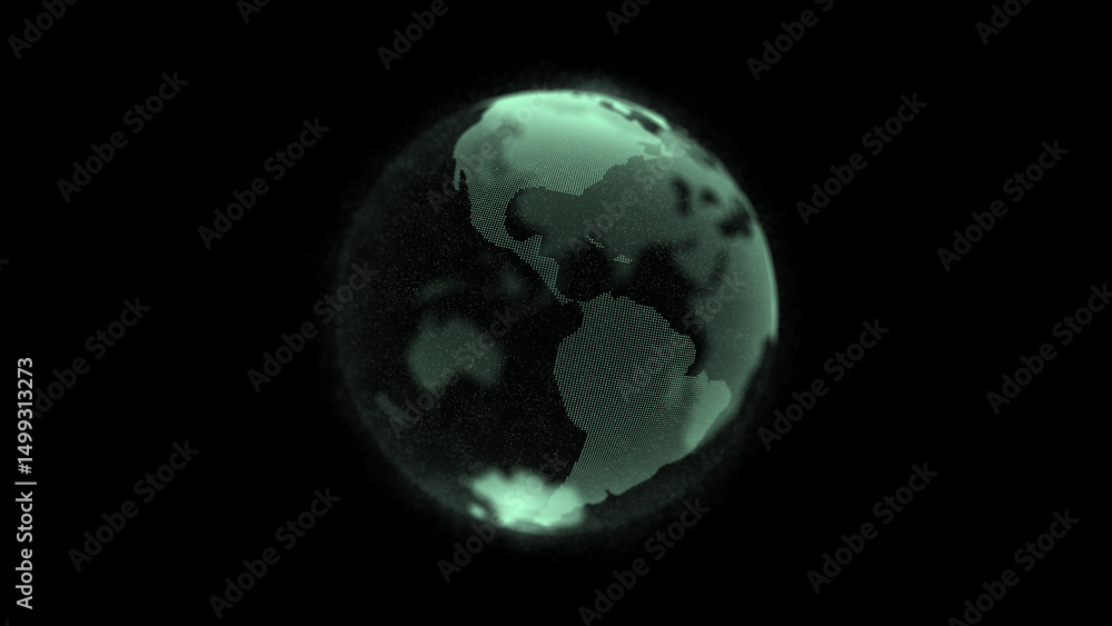 Poster virtual planet earth with particles and lines. network connection big data. abstract technology back