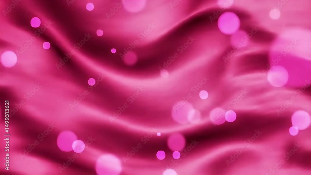 Poster abstract pink silk animation with floating light particles and gentle waves