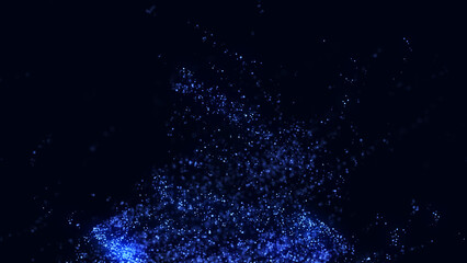 Abstract vortex particles background. Dynamic wave moving in explosion. Wormhole shimmering star dust. 3d rendering.
