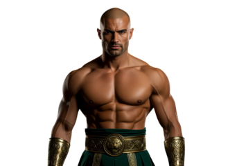 Muscular Man, Isolated Transparent Background, Ancient Warrior Design Element