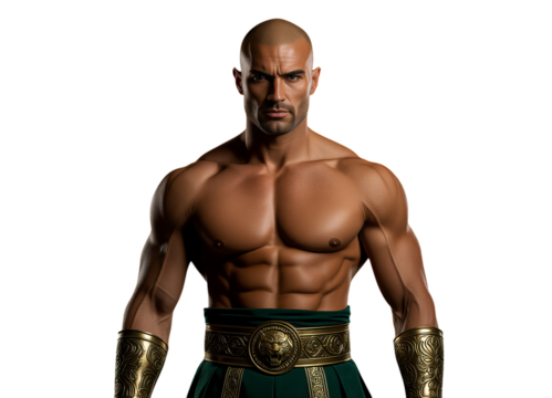 Muscular Man, Isolated Transparent Background, Ancient Warrior Design Element - Powered by Adobe