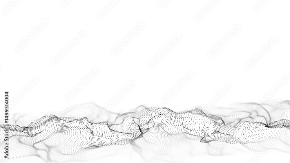 Wall mural abstract technology wave of particles. big data visualization. background with motion dots. artifici