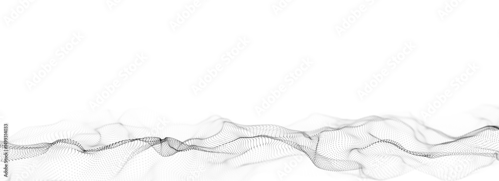 Poster abstract technology wave of particles. big data visualization. background with motion dots. artifici