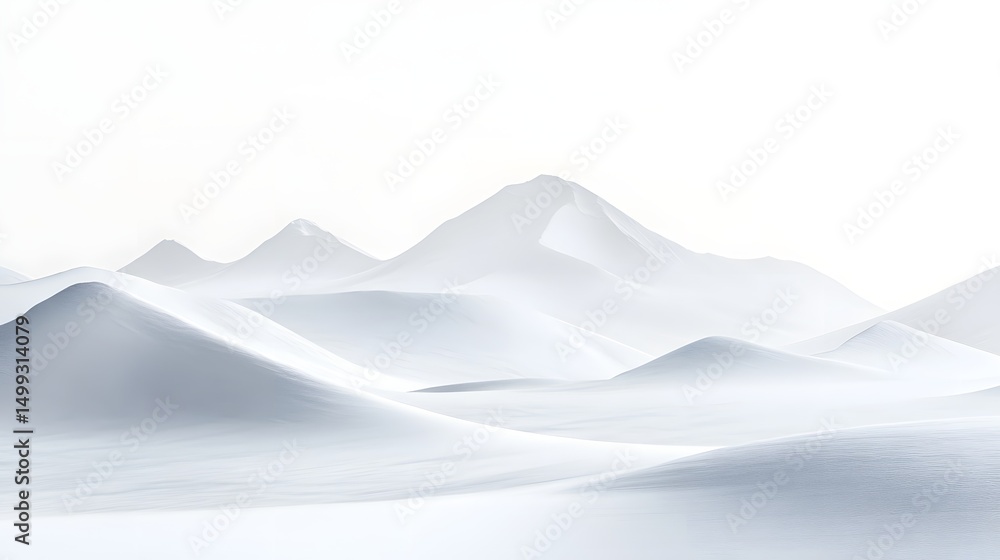 Poster a serene landscape of misty mountains and rolling hills in a soft and muted color palette view