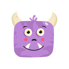 purple monster face cartoon