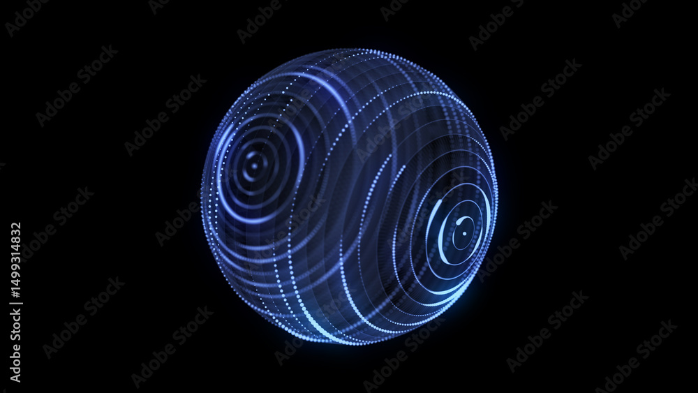 Poster futuristic sphere of particles and lines. network connection big data. abstract technology backgroun