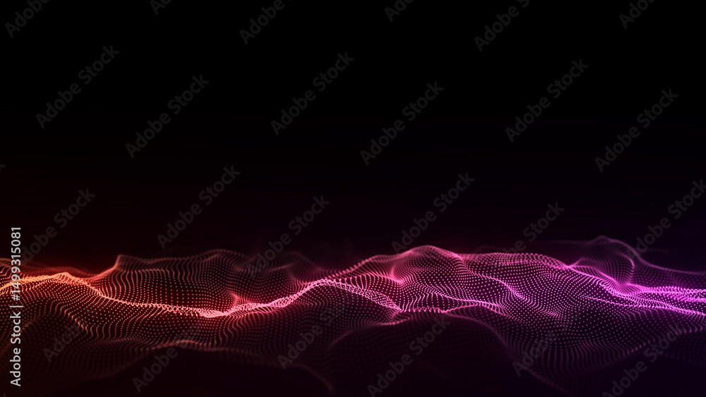 Poster futuristic technology wave. digital cyberspace. abstract wave with moving particles on background. b
