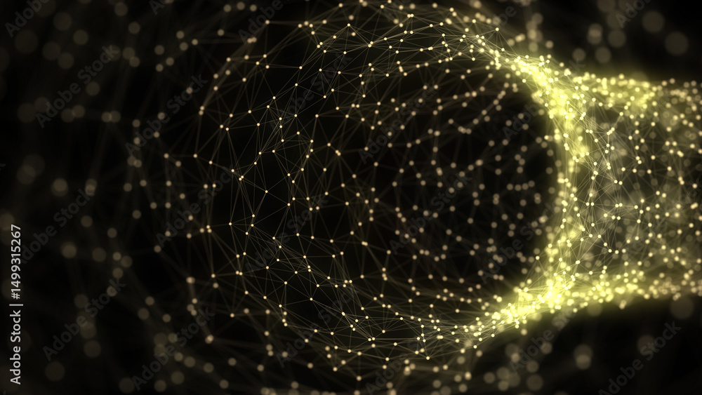 Aufkleber abstract wireframe tunnel. science wormhole. 3d portal grid. futuristic fantasy funnel. 3d rendering