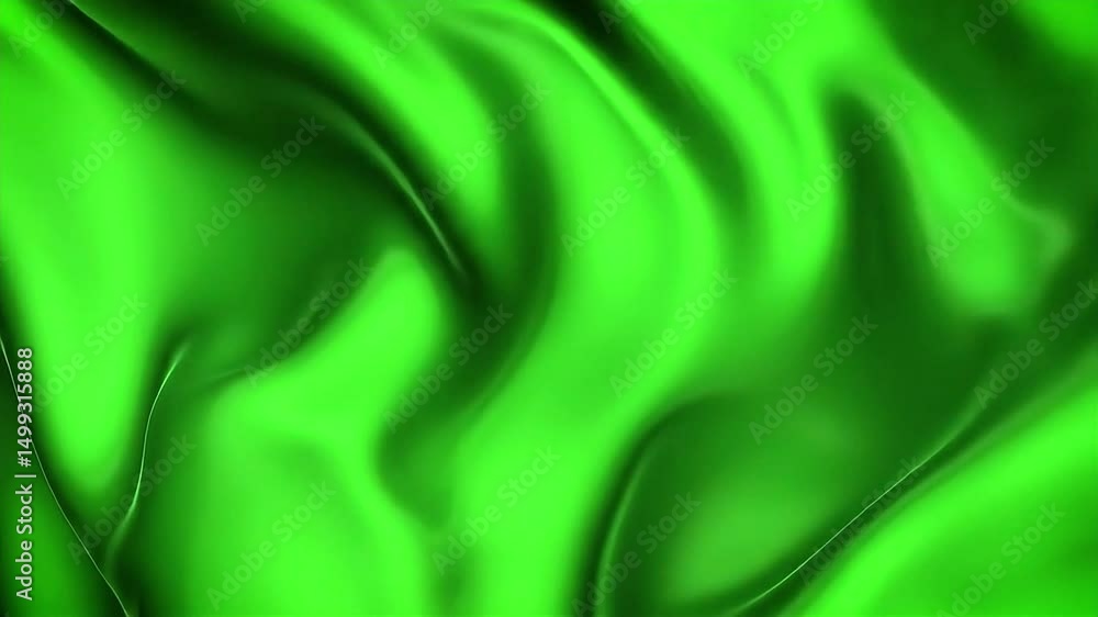 Poster Abstract Flowing Green Silk Fabric Animation Background Loop