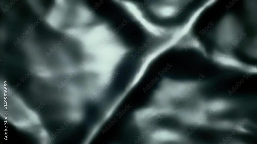 Poster abstract motion: silvery fabric flowing in dark space, soft light and shadow