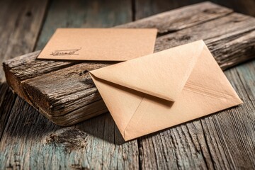 Two brown paper envelopes resting on a textured wooden surface, conveying a rustic, vintage, and personal communication feel, highlighting letter writing traditions.