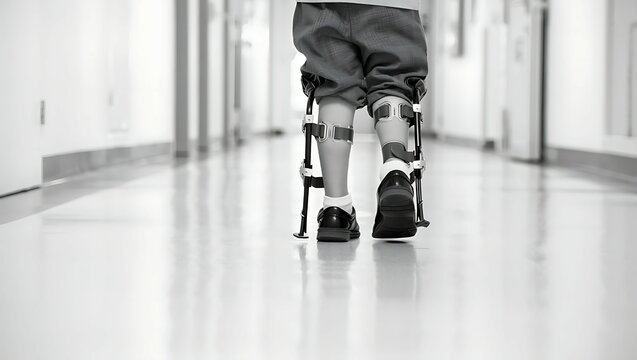Resilience in Recovery: Child with Leg Braces Navigating Life After Polio or Physical Impairment