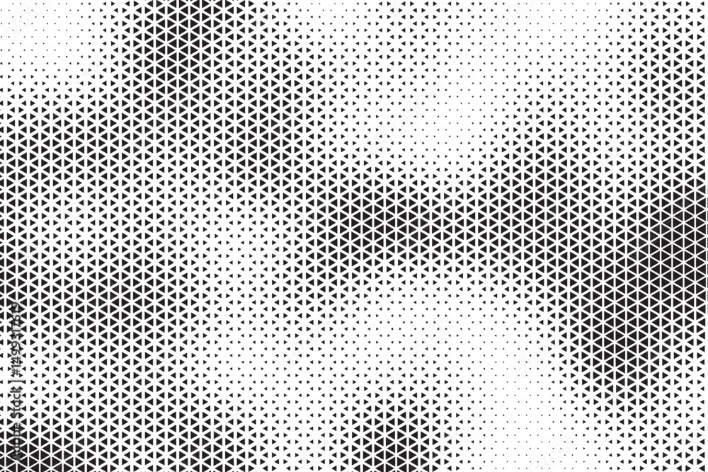 Fototapete Triangle Shapes Vector Abstract Geometric Technology Oscillation Wave Isolated on Light Background. Halftone Triangular Retro Simple Pattern. Minimal 80s Style Dynamic Tech Wallpaper